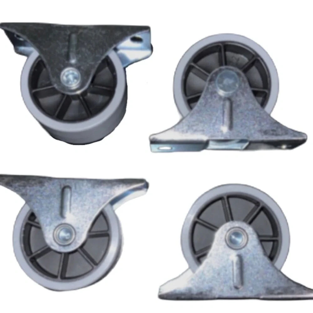 4 IKEA 40mm Caster Wheels, Fixed, Steel, Gray + 8 Screws Part # 111401 109566